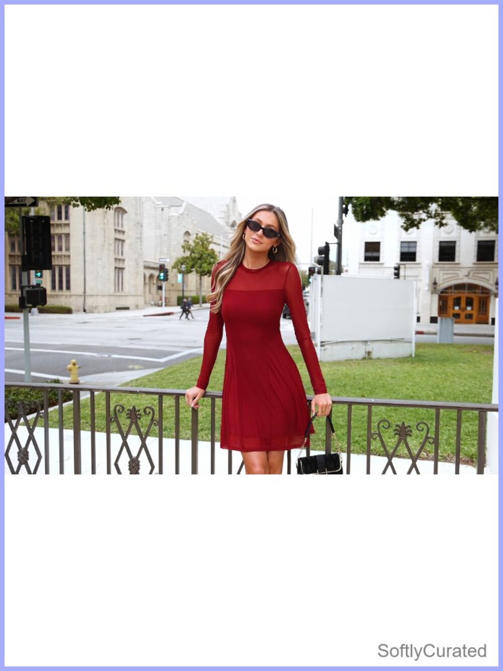 Women's Sheer Mesh Long Sleeve Mini Dress A-Line Cocktail Party - Picture 6 of 6